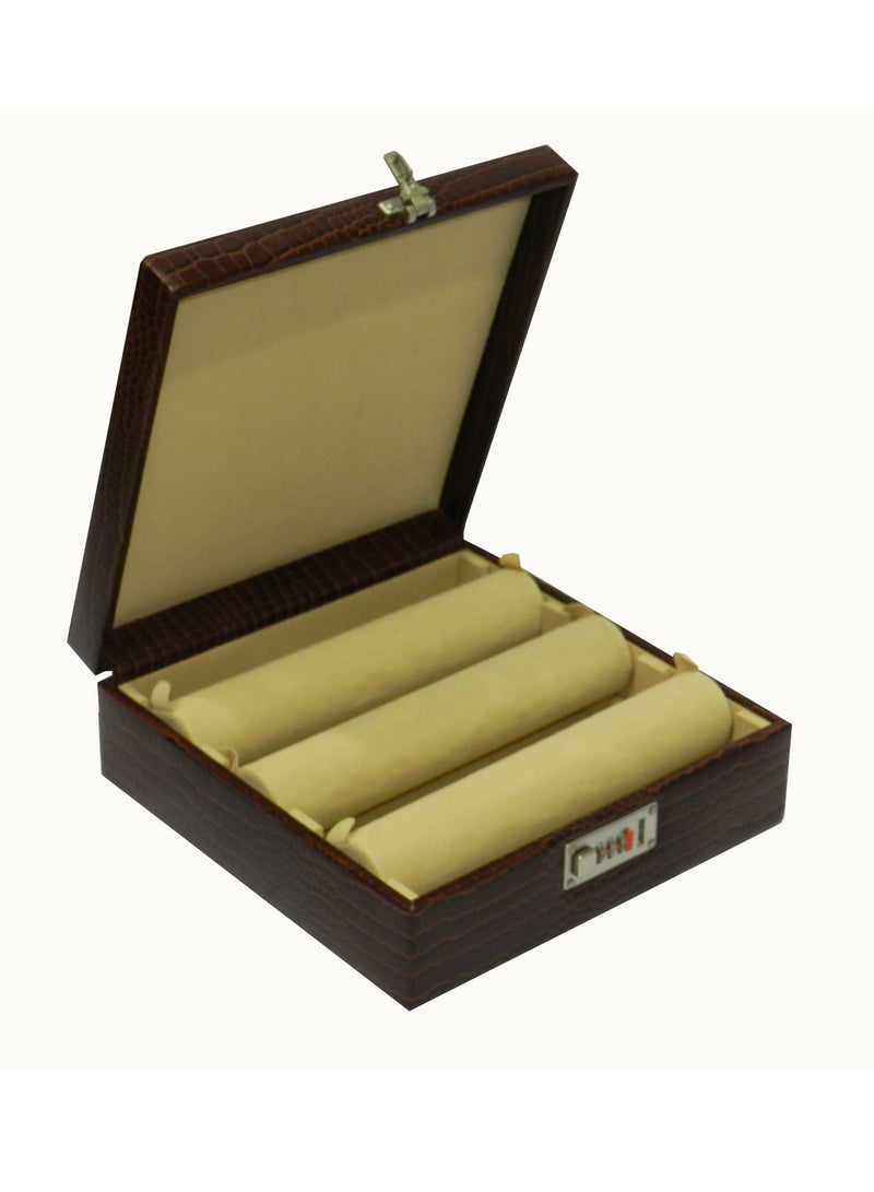 LAVERI LEATHER Laveri Genuine Leather Bracelet Jewelry Box with 3 Removable Rolls - Holder Stores Bracelets, Bangles & Watches Bangle Vanity Box REMOVABLE Vanity Box Removable Vanity Box  - Image 4