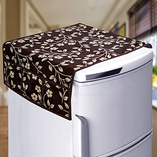 KANUSHI Industries® PVC Fridge Mats Set Of 3 / Refrigerator Mats+1 Pc Fridge cover/Refrigerator cover+1 pc handle cover+1 water purifier cover(FRI+RO+1-HANDLE-BROWN-RAJ+M-26) - Image 2