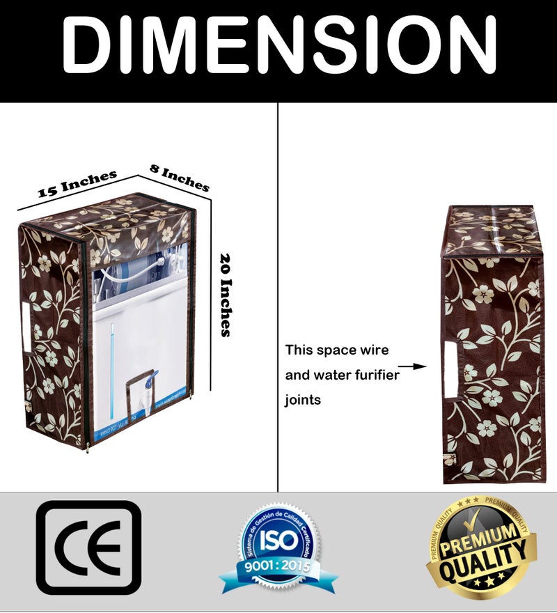 KANUSHI Industries® PVC Fridge Mats Set Of 3 / Refrigerator Mats+1 Pc Fridge cover/Refrigerator cover+1 pc handle cover+1 water purifier cover(FRI+RO+1-HANDLE-BROWN-RAJ+M-26) - Image 3