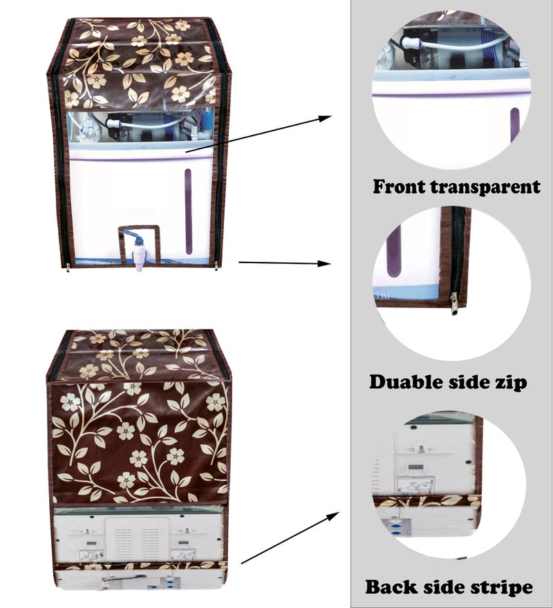 KANUSHI Industries® PVC Fridge Mats Set Of 3 / Refrigerator Mats+1 Pc Fridge cover/Refrigerator cover+1 pc handle cover+1 water purifier cover(FRI+RO+1-HANDLE-BROWN-RAJ+M-26) - Image 4