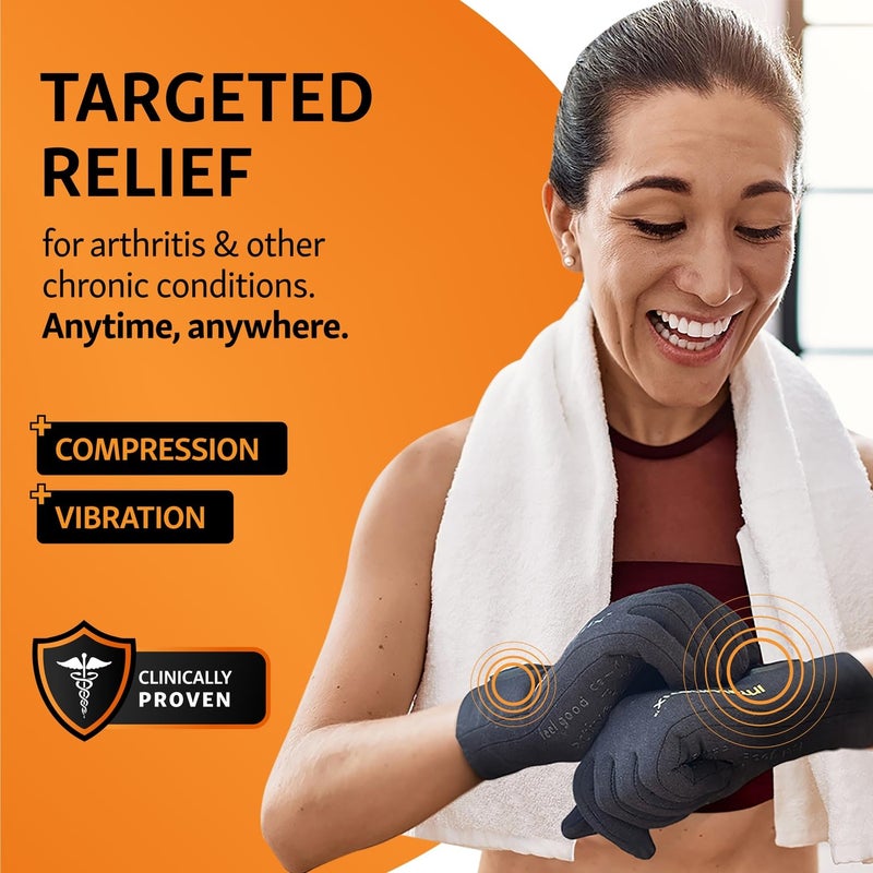 Brownmed Intellinetix Therapy Gloves - Compression Hand Gloves for Pain Relief - Wearable Vibration Therapy Massager - Large - Image 2