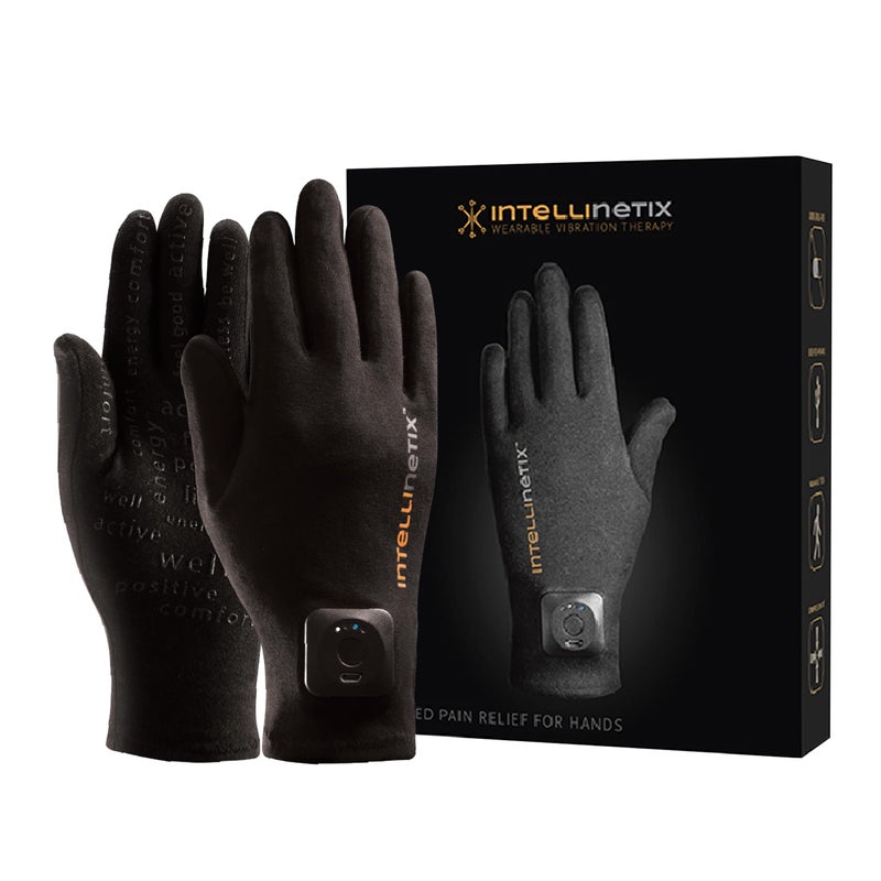 Brownmed Intellinetix Therapy Gloves - Compression Hand Gloves for Pain Relief - Wearable Vibration Therapy Massager - Large - Image 1