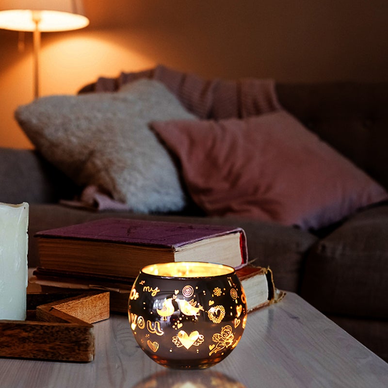 2pcs Glass Craft Candle Cup Valentine's Day Themed Glass Candleholder Romantic Decor - Image 3
