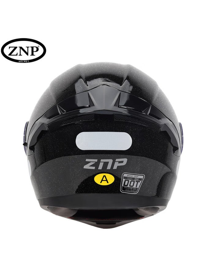 Znp808 Motorcycle Helmet Uni Flip-up Full Face Four Seasons Electric Bike Helmet Flashing Black L - Image 2