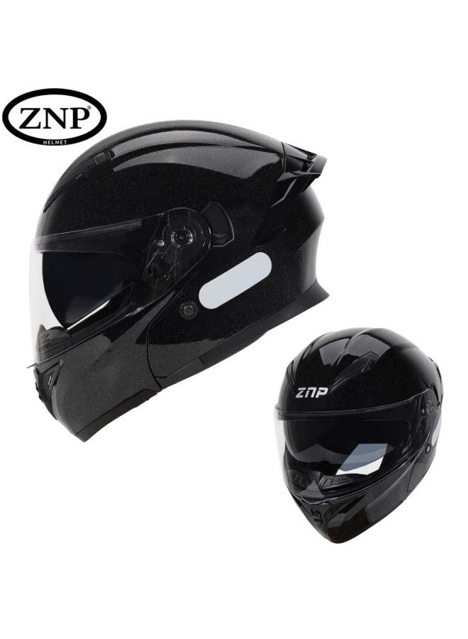 Znp808 Motorcycle Helmet Uni Flip-up Full Face Four Seasons Electric Bike Helmet Flashing Black L - Image 3