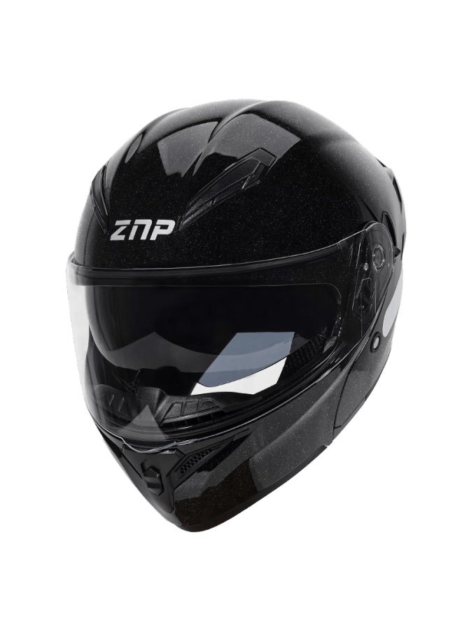 Znp808 Motorcycle Helmet Uni Flip-up Full Face Four Seasons Electric Bike Helmet Flashing Black L - Image 4