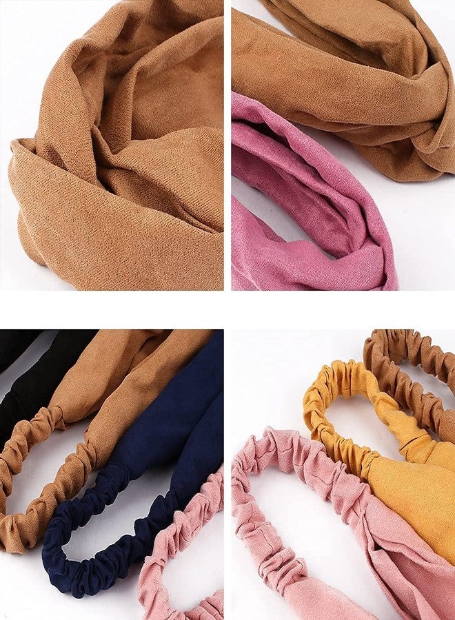 AHONEY 20 Pack Headbands for Women Knotted Headbands Twist Stretchy Hair Bands for Girls Cross Turban Plain Headwrap Yoga Workout Hair Accessories Christmas Gifts Stocking Stuffers (Suede) - Image 5