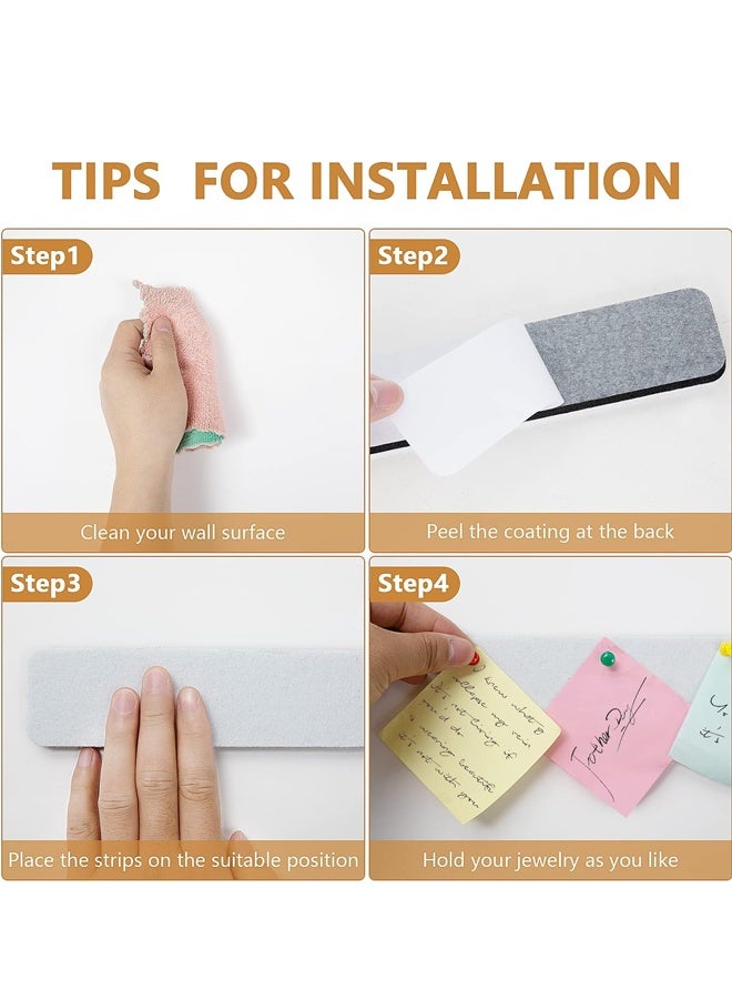 5 Pack Felt Pin Board Bar Strips Bulletin Board for Bedrooms Offices Home Wall Decoration, Notice Board Self Adhesive Cork Board with 35 Push Pins for Paste Notes, Photos, Schedules (Grey) - Image 5