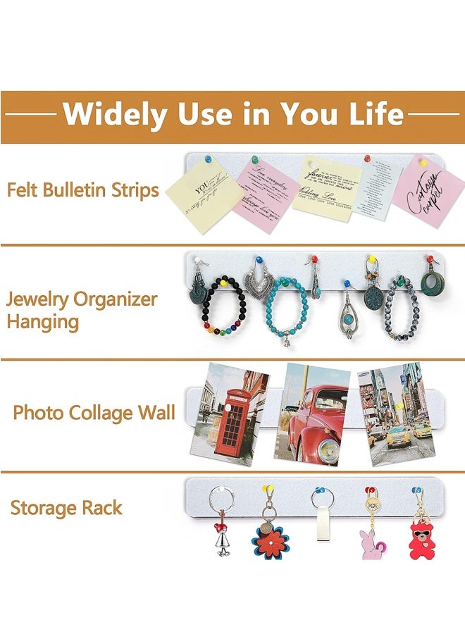 5 Pack Felt Pin Board Bar Strips Bulletin Board for Bedrooms Offices Home Wall Decoration, Notice Board Self Adhesive Cork Board with 35 Push Pins for Paste Notes, Photos, Schedules (Grey) - Image 3