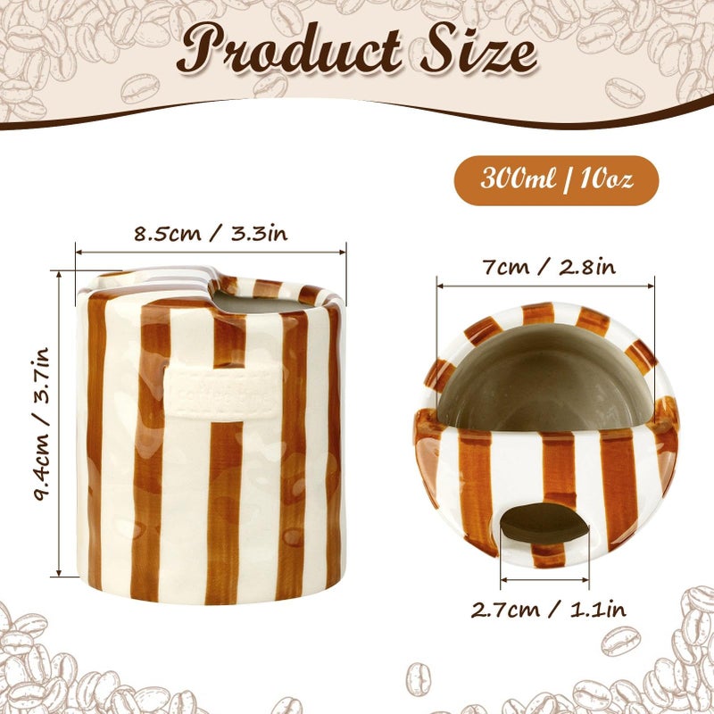 SUTENG Novelty Ceramic Coffee Mug Designed to Look Like a Gift Box, 10oz Retro Hand-Painted Ceramic Travel Mug, Brown & White Striped, Microwave & Dishwasher Safe, Perfect Present for Coffee Lovers (Brown) - Image 2