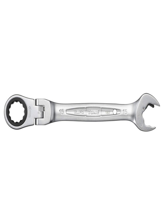 TONE Ratchet Ring Wrench Ratcheting Spanner Head Flex Head Set RMFQ-15 15mm - Image 5