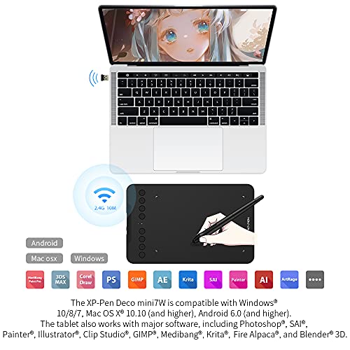 XP-PEN Wireless Drawing Tablet XPPen Deco mini7W Graphic Tablet Pen Tablet with 8192 Levels Pressure, 7 x 4 inch Artist Tablet for Online Teaching/E-Learning Compatible with Window/Mac/Android/Chrome/Linux - Image 4