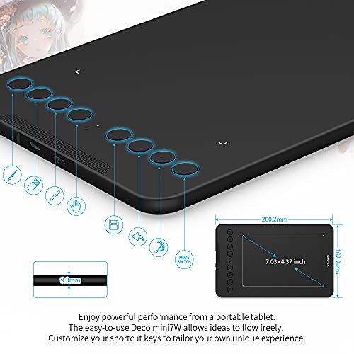 XP-PEN Wireless Drawing Tablet XPPen Deco mini7W Graphic Tablet Pen Tablet with 8192 Levels Pressure, 7 x 4 inch Artist Tablet for Online Teaching/E-Learning Compatible with Window/Mac/Android/Chrome/Linux - Image 3