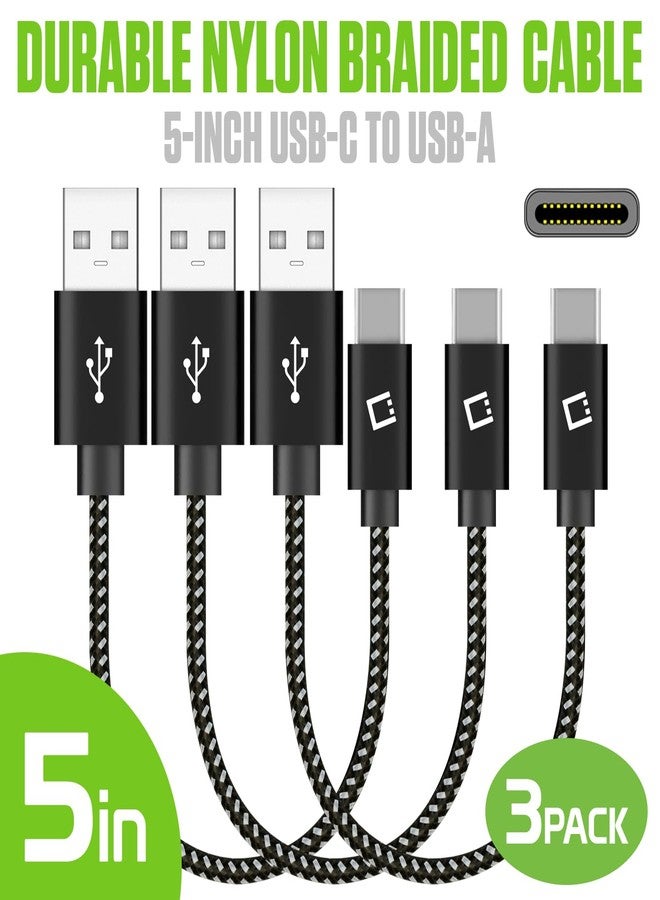 Cellet 3-Pack USB-C to USB-A Short Cable 5-Inch | Durable Nylon Braided Fast Charging & Data Sync Cord | Compatible with iPhone 15/16, Samsung Galaxy S24/FE, Google Pixel, iPad, Tablet, Switch - Image 2
