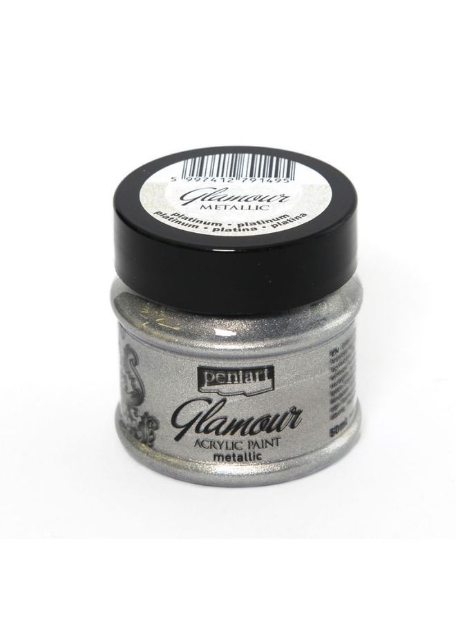 Pentart Glamour acrylic paint metallic 50 ml -platinum