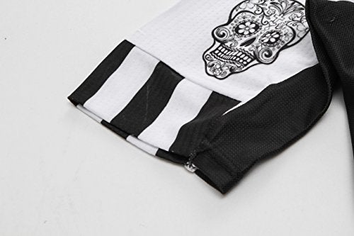 Weimostar Men's Cycling Jersey Men Mountain Bike Jerseys Short Sleeve Tops Cuff (White Skull Flower L) - Image 5