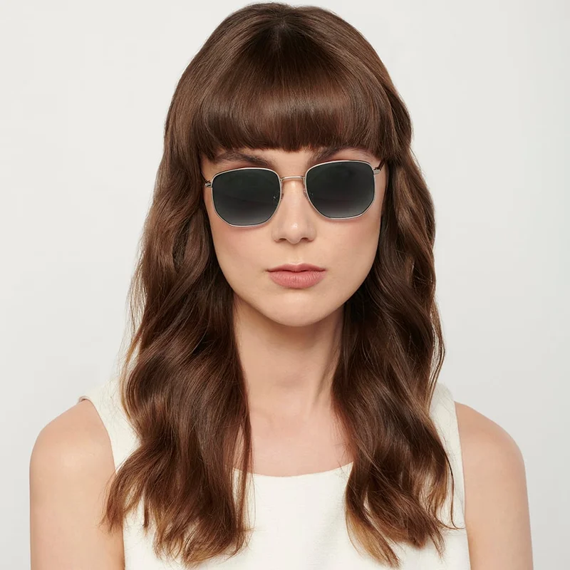 John Jacobs JJ Tints Full Rim Hexagon Frame Polarized &amp; UV Protected Sunglasses JJ S12807S - 51mm - Grey