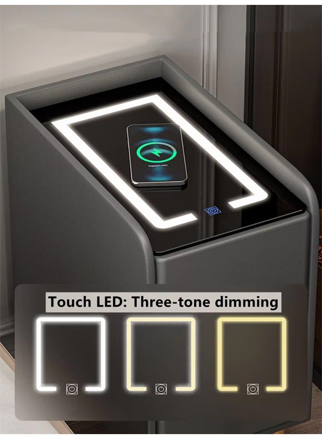 إن كي أكس طاولة بجانب السرير متعددة الوظائف مع شحن USB لاسلكي وإضاءة LED 40 سم - Image 4