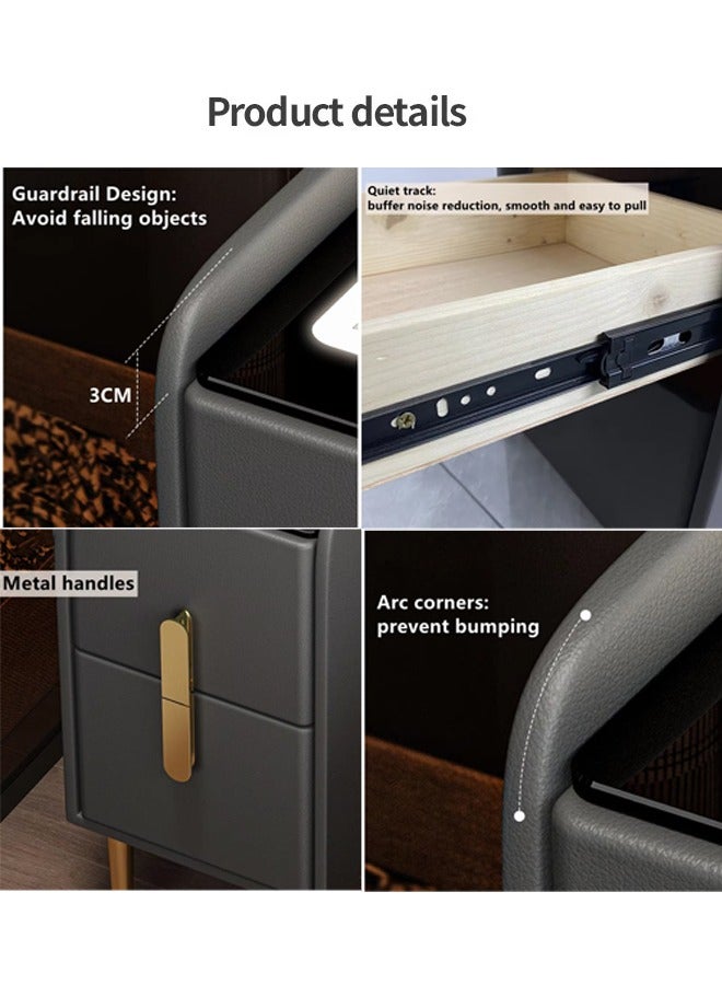 إن كي أكس طاولة بجانب السرير متعددة الوظائف مع شحن USB لاسلكي وإضاءة LED 40 سم - Image 5