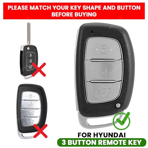 Coll of Fest Metal Silicon Key Cover Compatible with Hyundai Creta i10 Grand i20 Elite i20 Active Xcent Verna 4s, Tucson Elantra Grand i10 Nios 3 Button Smart Key Special Feature Visible in Low-Light - Image 2