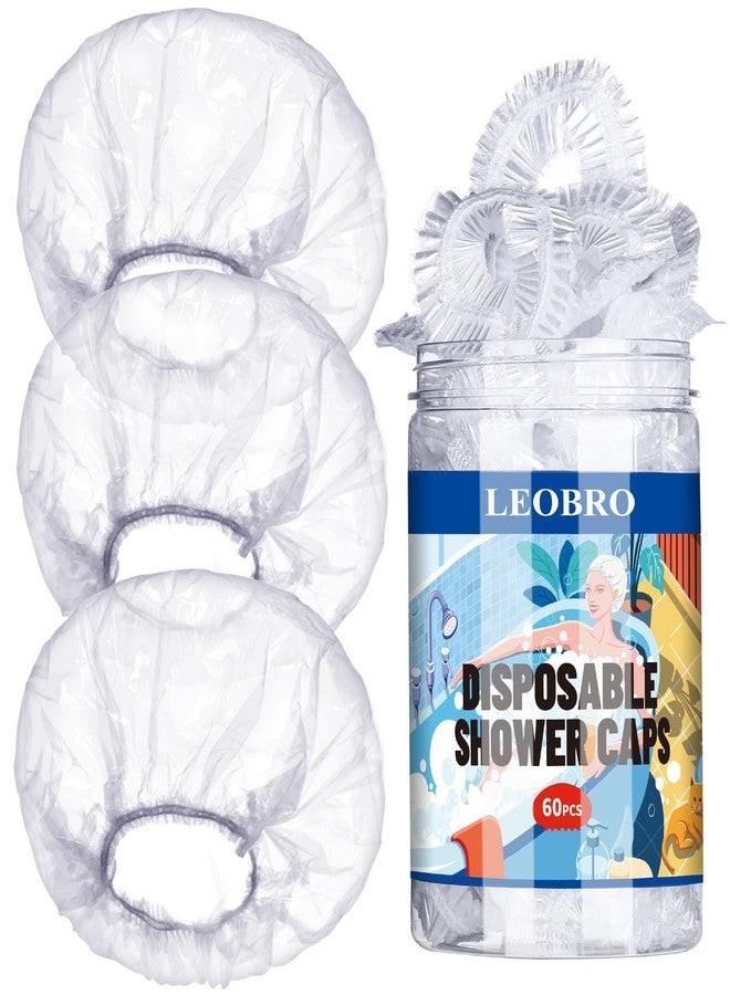 LEOBRO Disposable Shower Caps, Shower Cap, 60PCS Shower Caps for Women Disposable, Clear Plastic Shower Caps Disposable, Plastic Hair Caps for Shower, Hair Treatment, Travel, Regular Size 17.3 INCH - Image 1
