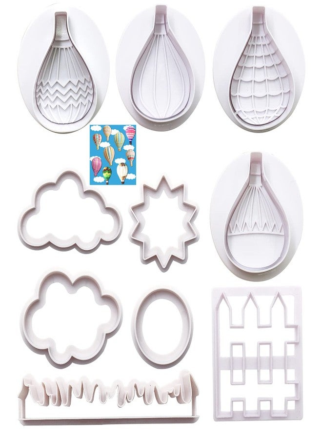 Markeny 10 Pack Cake Fondant Embossing Balloon Cloud Sun Grass Fence Cookie Cutters Biscuit Moulds for Sugarcraft Fondant Baking Mold Cupcake - Image 1