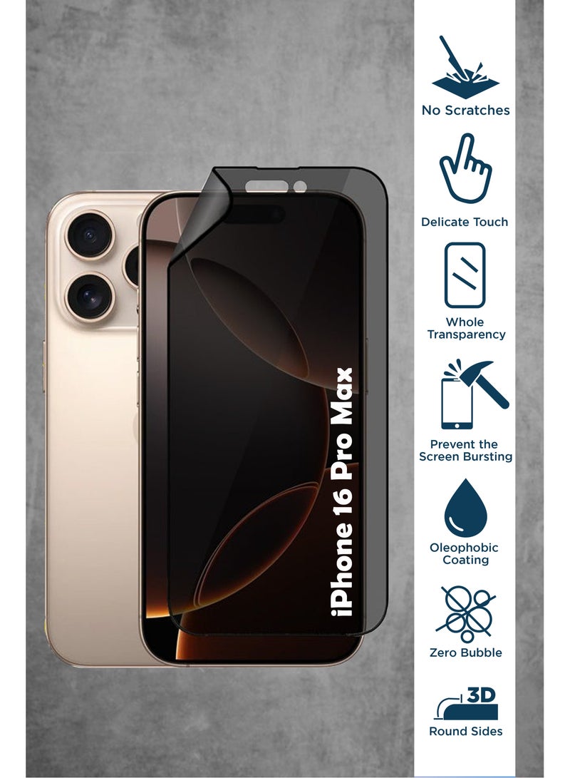 Generic Privacy Matte Ceramic Glass Screen Protector For iPhone 16 Pro Max- Black - Image 4