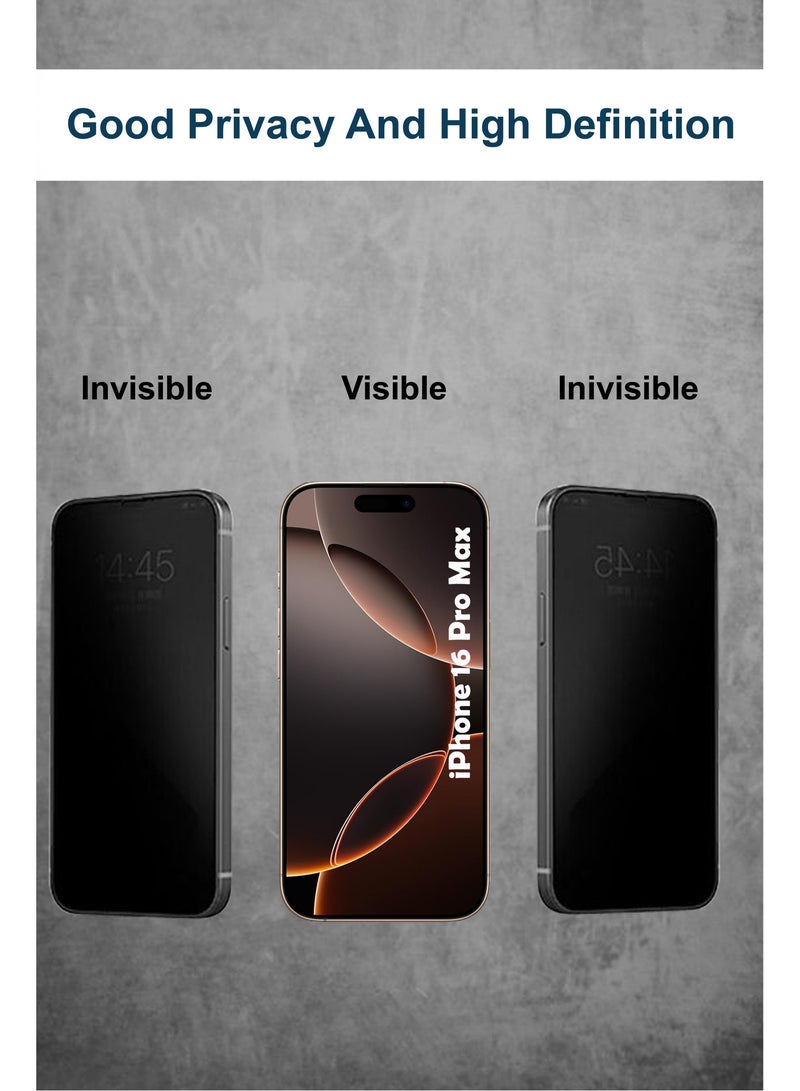 Generic Privacy Matte Ceramic Glass Screen Protector For iPhone 16 Pro Max- Black - Image 3