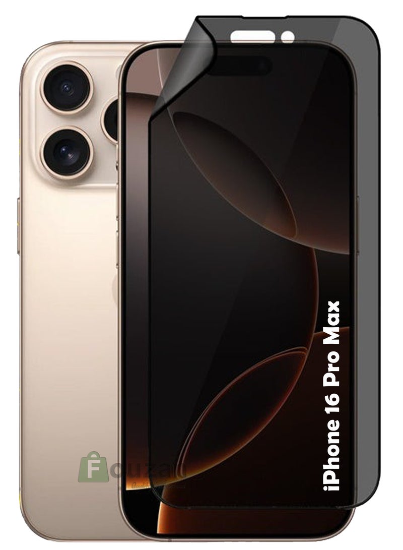 Generic Privacy Matte Ceramic Glass Screen Protector For iPhone 16 Pro Max- Black - Image 1