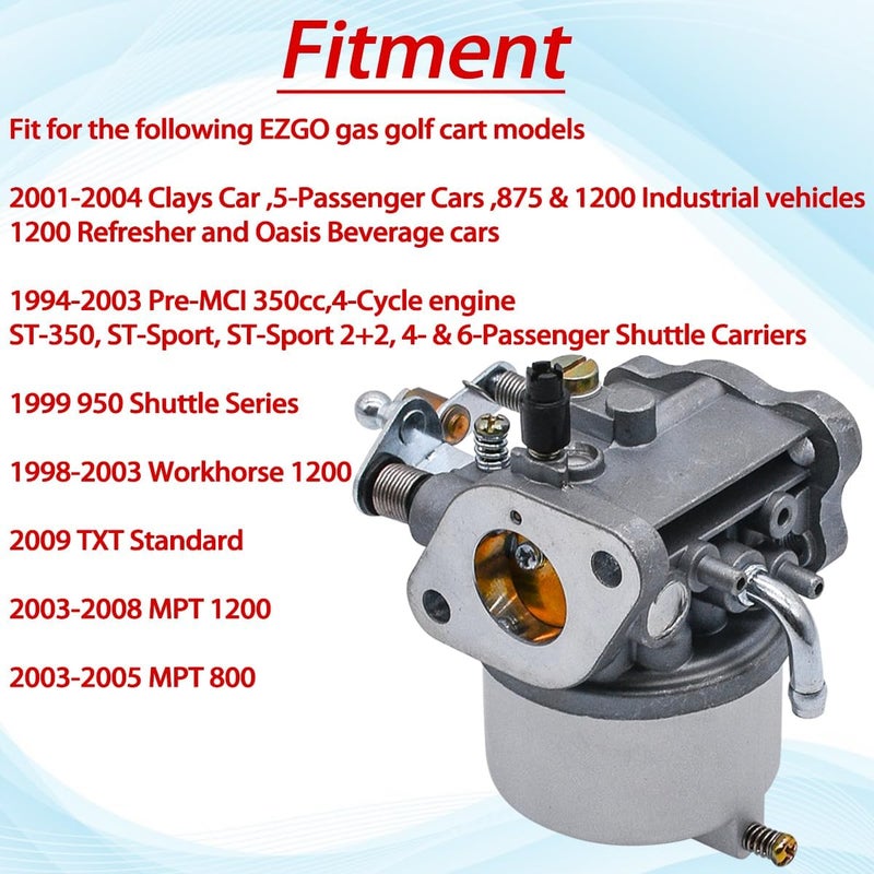 JDLLONG Carburetor Kit for EZGO Golf Cart 350cc with Fuel Pump & Air Filter - Image 4