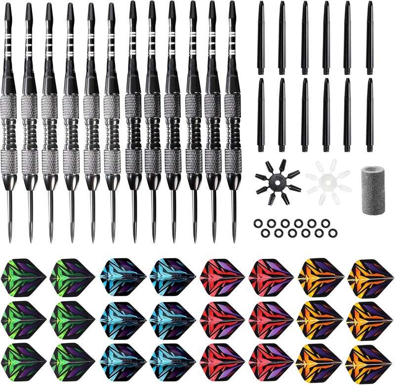 Wsdart ADKX Steel Tip Darts 12 Pack Set with Nonslip Iron Barrel Aluminum Dart Shafts and Flights + Darts Sharpener + an Gift Box - Image 2