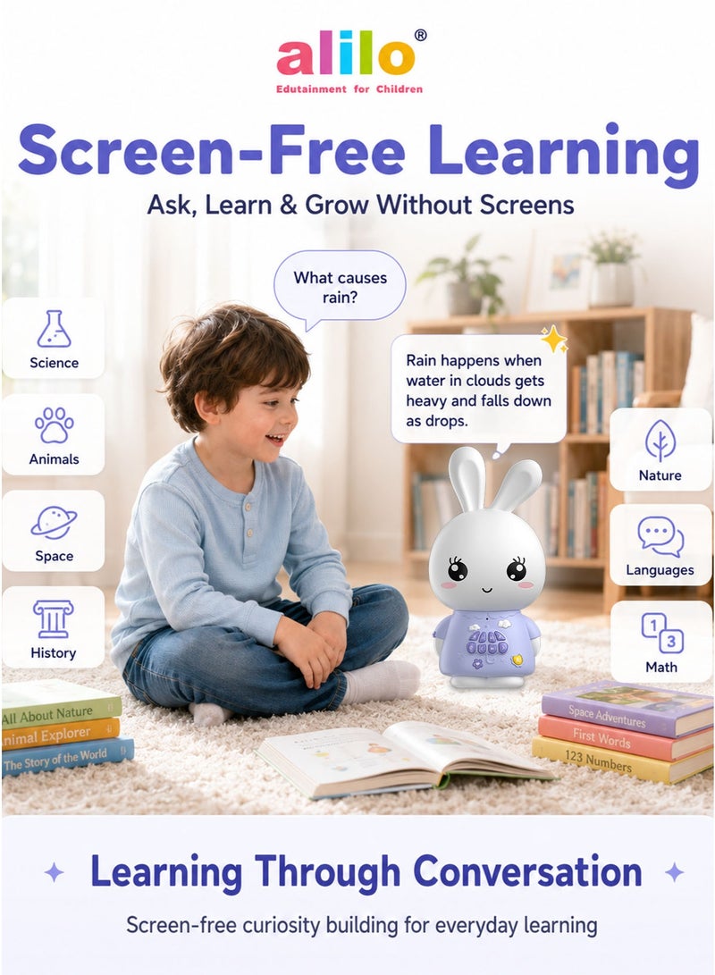 Alilo AI Bunny Smart Companion for Kids – Alilo AI App-Powered Interactive Learning Toy with Real-Time Voice Chat, 4 AI Character Modes, 91 Languages, 50 Stories, 66 Songs, 28 Lullabies, 34 Classical Tunes, Bluetooth Speaker, Soft Night Light, Screen-Free Educational Toy for Boys & Girls Ages 3+ - Image 4