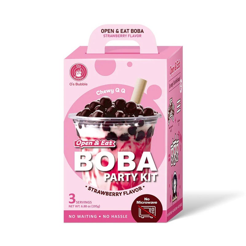 O's Bubble O's Chewy Boba Party Kit Strawberry 3 Cups 195 Gm - Image 1