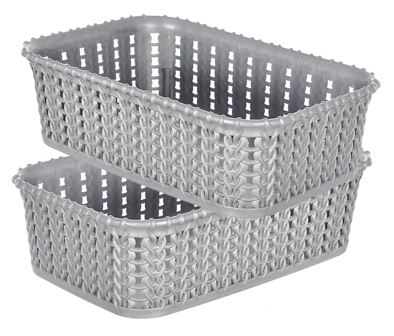 Kuber Industries Multiuses Small M 15 Plastic Tray/Basket/Organizer Without Lid- Pack of 2 (Grey) -46KKM0119 - Image 1