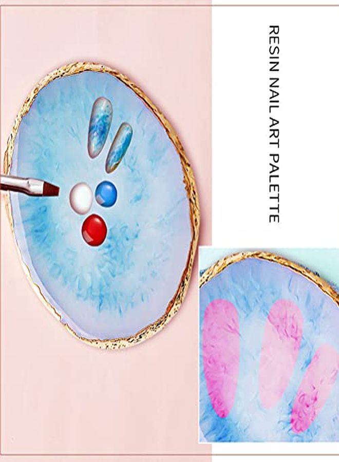 SUMAJU Es Resin Nail Art Palette Nail Art Painting Gel Palette Gold Edge Nail Gel Color Makeup Display Board Nail Art Display Cosmetic Mixing Tools - Image 4