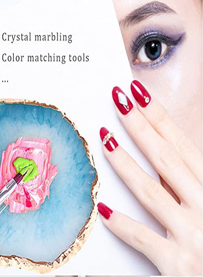 SUMAJU Es Resin Nail Art Palette Nail Art Painting Gel Palette Gold Edge Nail Gel Color Makeup Display Board Nail Art Display Cosmetic Mixing Tools - Image 5