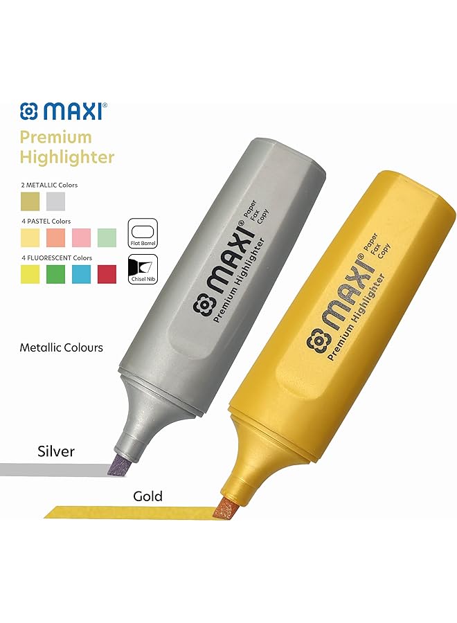 ماكسي محفظة أقلام تمييز سوبر فلو مكونة من 10 قطع بألوان متنوعة 4 كلاسيكية + 4 باستيل + 2 معدنية - Image 5