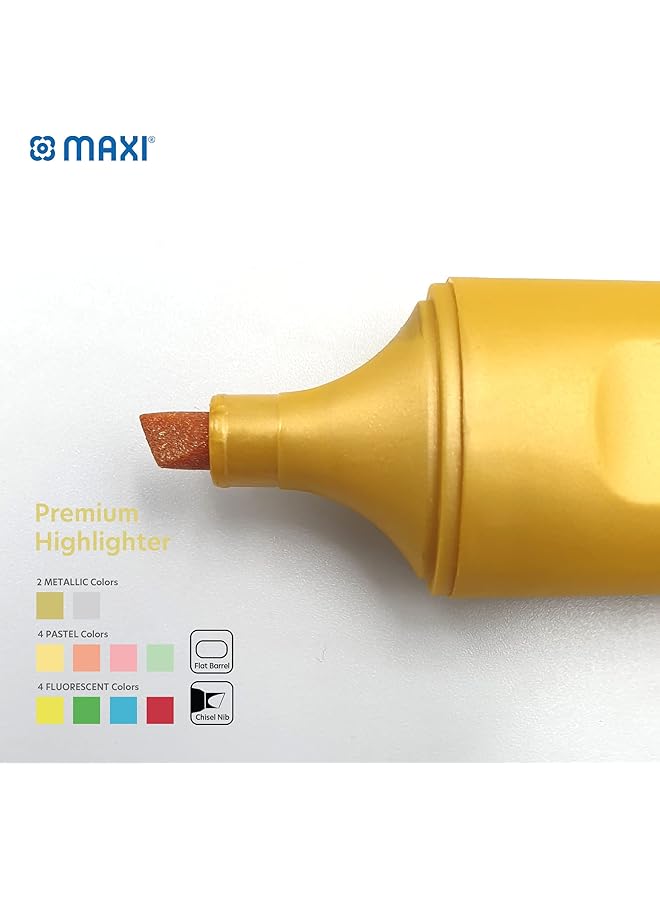 ماكسي محفظة أقلام تمييز سوبر فلو مكونة من 10 قطع بألوان متنوعة 4 كلاسيكية + 4 باستيل + 2 معدنية - Image 4