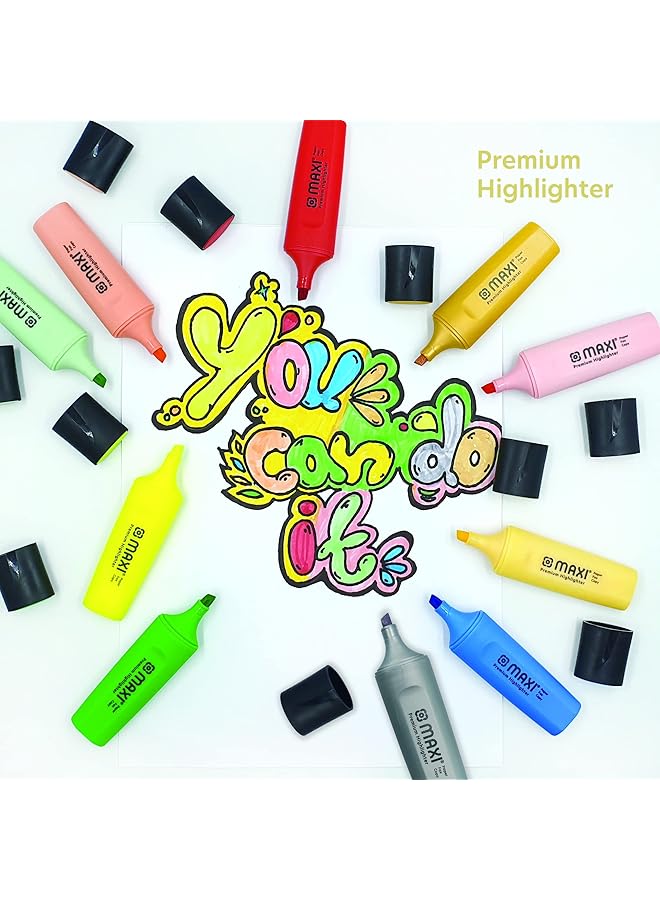 ماكسي محفظة أقلام تمييز سوبر فلو مكونة من 10 قطع بألوان متنوعة 4 كلاسيكية + 4 باستيل + 2 معدنية - Image 3