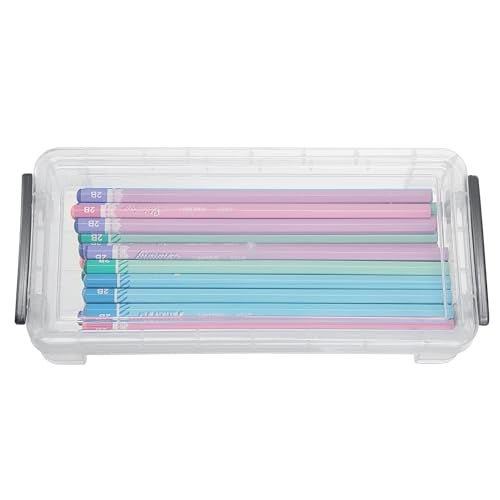 BTSKY Large Capacity Pencil Box, Office Supplies Storage Organizer Box, Brush Painting Pencils Storage Box Watercolor Pen Container Drawing Tools(6 Pack Clear) - Image 3