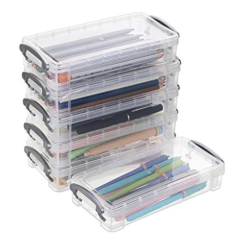 BTSKY Large Capacity Pencil Box, Office Supplies Storage Organizer Box, Brush Painting Pencils Storage Box Watercolor Pen Container Drawing Tools(6 Pack Clear) - Image 1