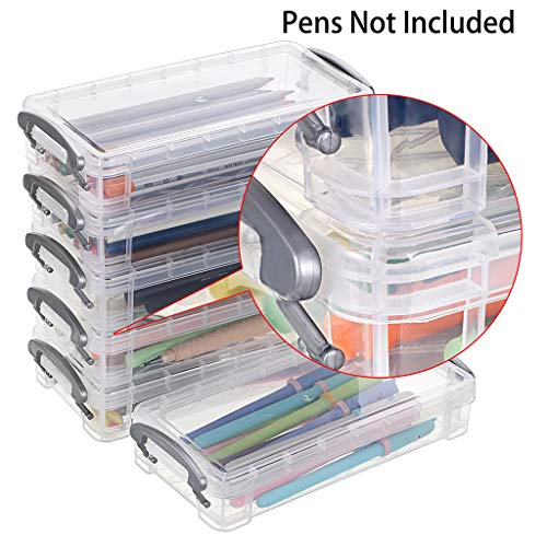 BTSKY Large Capacity Pencil Box, Office Supplies Storage Organizer Box, Brush Painting Pencils Storage Box Watercolor Pen Container Drawing Tools(6 Pack Clear) - Image 5
