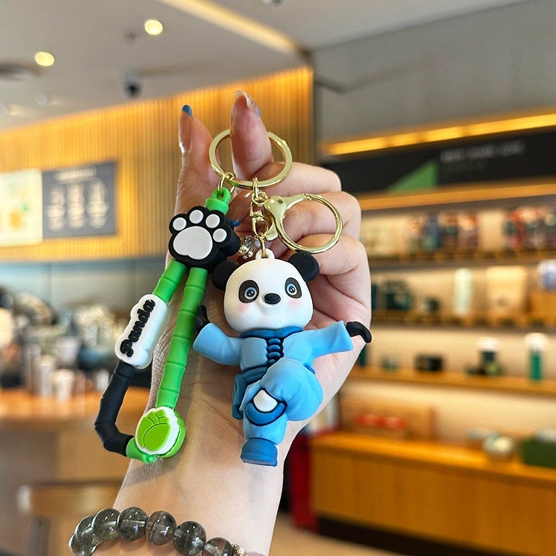 Creative Cartoon Kung Fu Panda Soft Rubber Keychain Cute Unisex Backpack Pendant Car Key Accessory Small Ornament - Image 4
