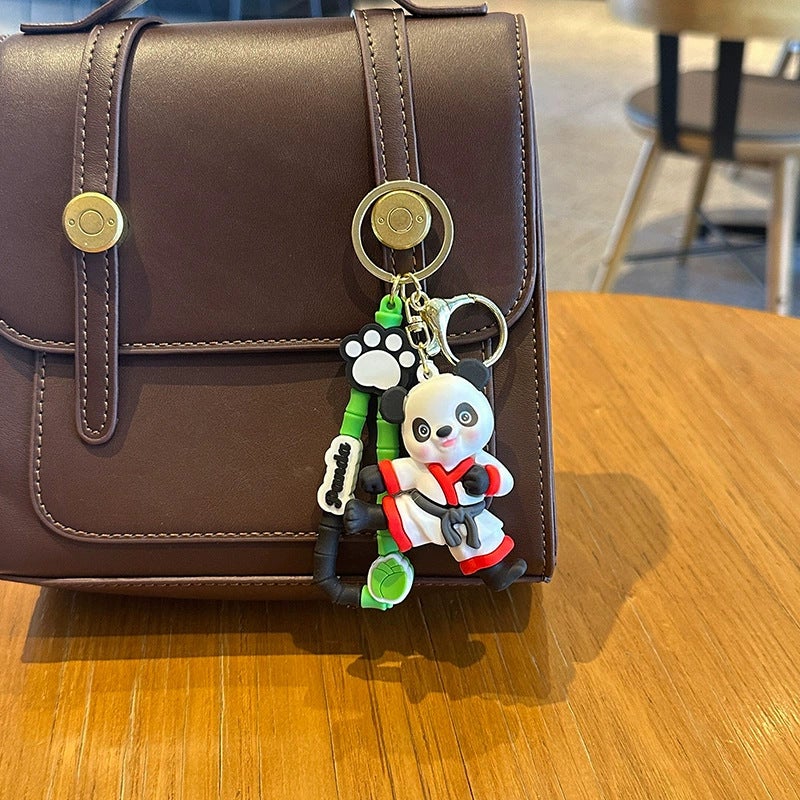 Creative Cartoon Kung Fu Panda Soft Rubber Keychain Cute Unisex Backpack Pendant Car Key Accessory Small Ornament - Image 5