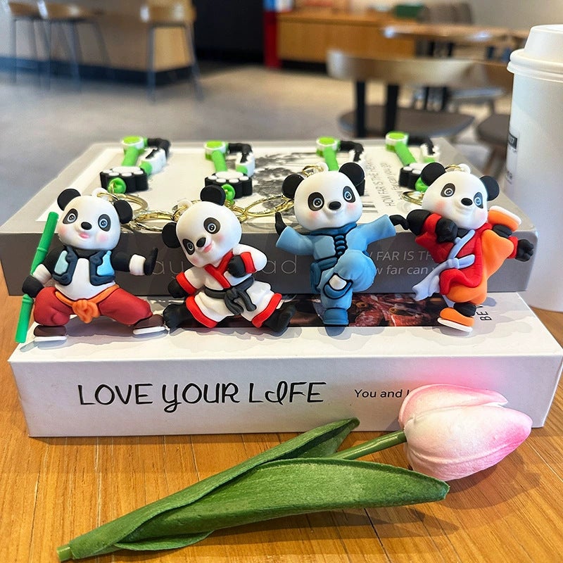 Creative Cartoon Kung Fu Panda Soft Rubber Keychain Cute Unisex Backpack Pendant Car Key Accessory Small Ornament - Image 3