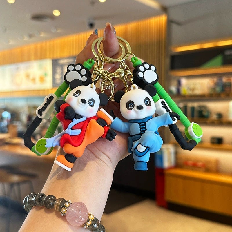 Creative Cartoon Kung Fu Panda Soft Rubber Keychain Cute Unisex Backpack Pendant Car Key Accessory Small Ornament - Image 2