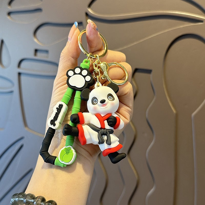 Creative Cartoon Kung Fu Panda Soft Rubber Keychain Cute Unisex Backpack Pendant Car Key Accessory Small Ornament - Image 1