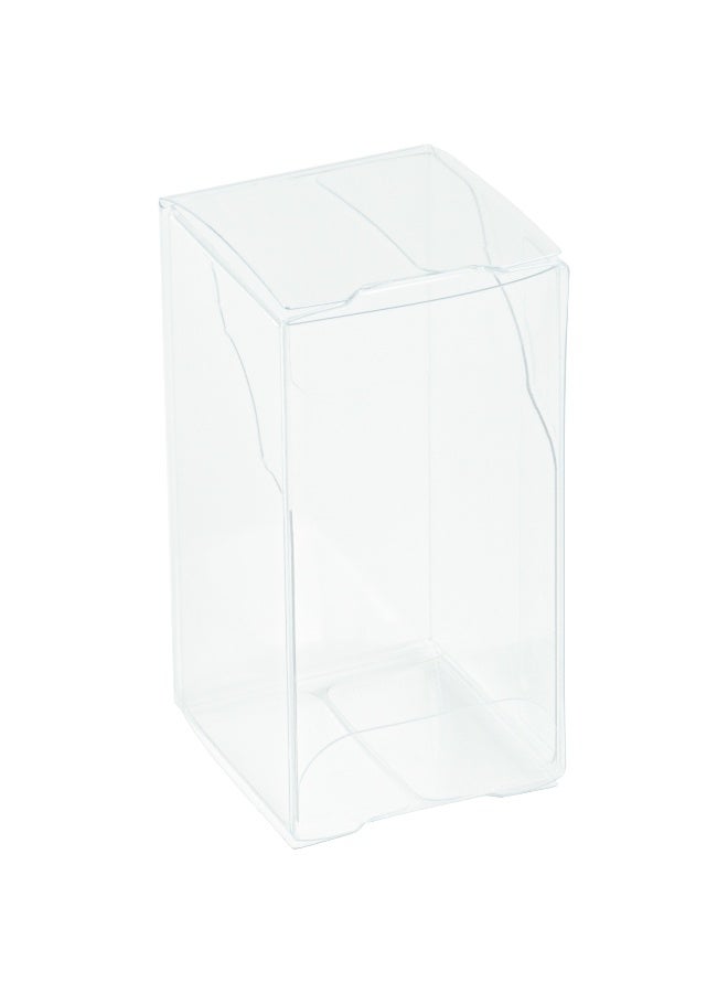 Restaurantware صندوق حلوى، صناديق بلاستيكية شفافة، صناديق هدايا واضحة لحفلات الزفاف، الحفلات ومناسبات استقبال المولود - قمة مطوية مع غلاف - 1.4"L x 1.5"W x 2.8"H - 100 قطعة - Image 1