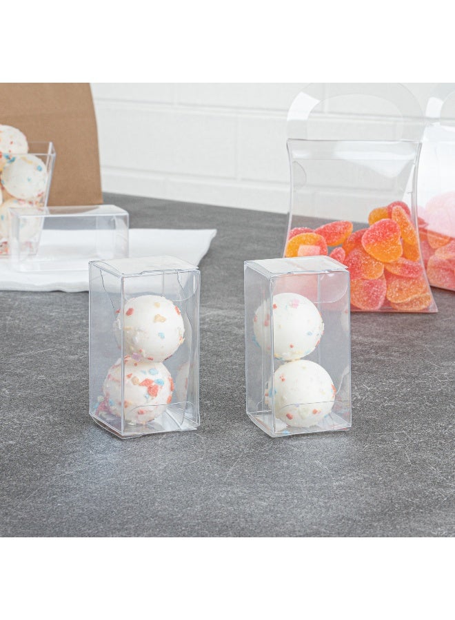 Restaurantware صندوق حلوى، صناديق بلاستيكية شفافة، صناديق هدايا واضحة لحفلات الزفاف، الحفلات ومناسبات استقبال المولود - قمة مطوية مع غلاف - 1.4"L x 1.5"W x 2.8"H - 100 قطعة - Image 4