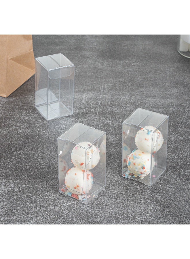 Restaurantware صندوق حلوى، صناديق بلاستيكية شفافة، صناديق هدايا واضحة لحفلات الزفاف، الحفلات ومناسبات استقبال المولود - قمة مطوية مع غلاف - 1.4"L x 1.5"W x 2.8"H - 100 قطعة - Image 3